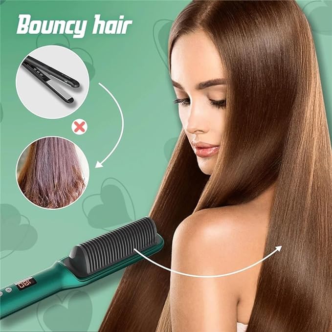 Gleamify™-Fast Heating Hair Straightener Comb-Anti-Frizz Styling Brush for Smooth & Shiny Hair - Coolmania